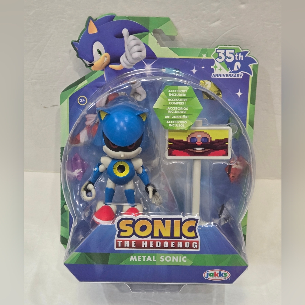 Sonic The Hedgehog 35th Anniversary Figure Metal Sonic w Goal Post 4" Figure NEW
